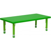 24x48 Height Adjustable Rectangular Green Activity Table