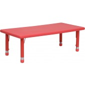 24x48 Height Adjustable Rectangular Red Activity Table