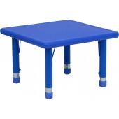 24" Square Height Adjustable Blue Plastic Activity Table