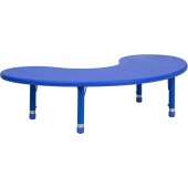 35x65 Height Adjustable Half-Moon Blue Plastic Activity Table