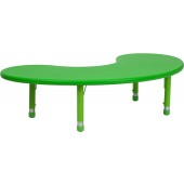 35x65 Height Adjustable Half-Moon Green Plastic Activity Table