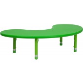 35x65 Height Adjustable Half-Moon Green Plastic Activity Table