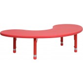 35x65 Height Adjustable Half-Moon Red Plastic Activity Table