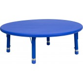 45" Round Height Adjustable Blue Plastic Activity Table