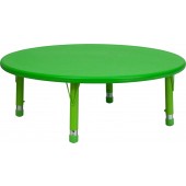 45" Round Height Adjustable Green Plastic Activity Table