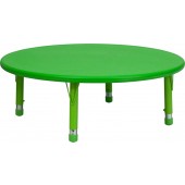 45" Round Height Adjustable Green Plastic Activity Table