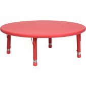 45" Round Height Adjustable Red Plastic Activity Table