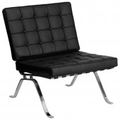 HERCULES Flash Series Black LeatherSoft Lounge Chair with Curved Legs