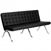 HERCULES Flash Series Black LeatherSoft Sofa with Curved Legs
