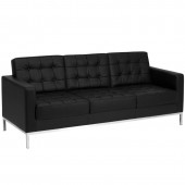 HERCULES Lacey Series Contemporary Black LeatherSoft Sofa with Stainless Steel Frame