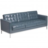HERCULES Lacey Series Contemporary Gray LeatherSoft Sofa with Stainless Steel Frame
