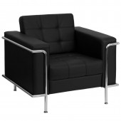 HERCULES Lesley Series Contemporary Black LeatherSoft Chair with Encasing Frame