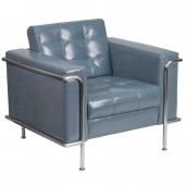 HERCULES Lesley Series Contemporary Gray LeatherSoft Chair with Encasing Frame