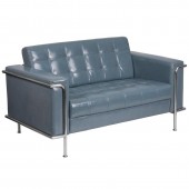HERCULES Lesley Series Contemporary Gray LeatherSoft Loveseat with Encasing Frame