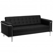 HERCULES Lesley Series Contemporary Black LeatherSoft Sofa with Encasing Frame