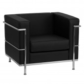 HERCULES Regal Series Contemporary Black LeatherSoft Chair with Encasing Frame