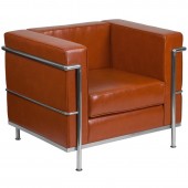 HERCULES Regal Series Contemporary Cognac LeatherSoft Chair with Encasing Frame