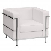 HERCULES Regal Series Contemporary Melrose White LeatherSoft Chair with Encasing Frame