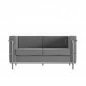 Hercules Regal Series Contemporary Gray LeatherSoft Loveseat with Encasing Frame