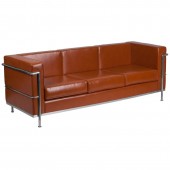 HERCULES Regal Series Contemporary Cognac LeatherSoft Sofa with Encasing Frame