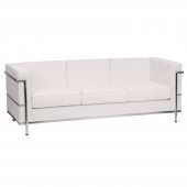 HERCULES Regal Series Contemporary Melrose White LeatherSoft Sofa with Encasing Frame