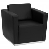 HERCULES Trinity Series Contemporary Black LeatherSoft Chair with Stainless Steel Base