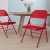 Set of 2 - HERCULES Series Triple Braced & Double Hinged Red Metal Folding Chair