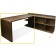 Return desk 28033 with Peninsula desk bookcase combo 28034-Brushed Acacia Finish
