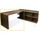 Return desk 28033 with Peninsula desk bookcase combo 28034-Brushed Acacia Finish