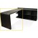Return desk 28233 with Peninsula desk bookcase combo 28234--Ebonized Acacia Finish