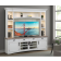 Americana Modern 92" TV Console with Hutch, Backpanel and LED Lights, Cotton