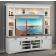 Americana Modern 92" TV Console with Hutch, Backpanel and LED Lights, Cotton