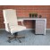 BOSS Executive Champagne Velvet Chair With Driftwood Finish Frame
