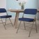 HERCULES Series Premium Curved Triple Braced & Double Hinged Navy Fabric Metal Folding Chair 
