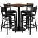 Square 36'' Bar Height Table Set W/ 4 Grid Back Metal Bar Stools