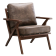 Wood and Vegan Leather Retro Accent Chair, Pewter