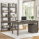 Tempe Pair of Etagere Bookcases by Parker House, GREY STONE