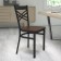 HERCULES Series Black ''X'' Back Metal Restaurant Chair - Mahogany Wood Seat