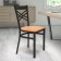 HERCULES Series Black ''X'' Back Metal Restaurant Chair - Natural Wood Seat