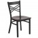 HERCULES Series Black ''X'' Back Metal Restaurant Chair - Walnut Wood Seat 
