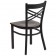 HERCULES Series Black ''X'' Back Metal Restaurant Chair - Walnut Wood Seat 