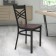 HERCULES Series Black ''X'' Back Metal Restaurant Chair - Walnut Wood Seat 