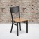 HERCULES Series Black Grid Back Metal Restaurant Chair - Natural Wood Seat 