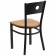 HERCULES Series Black Circle Back Metal Restaurant Chair - Natural Wood Seat