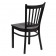 HERCULES Series Black Vertical Back Metal Restaurant Chair - Mahogany Wood Seat 
