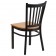 HERCULES Series Black Vertical Back Metal Restaurant Chair - Natural Wood Seat 