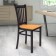 HERCULES Series Black Vertical Back Metal Restaurant Chair - Natural Wood Seat 