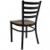 HERCULES Series Black Ladder Back Metal Restaurant Chair - Mahogany Wood Seat