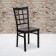HERCULES Series Black Window Back Metal Restaurant Chair - Mahogany Wood Seat 