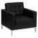 HERCULES Lacey Series Contemporary Black LeatherSoft Chair with Stainless Steel Frame